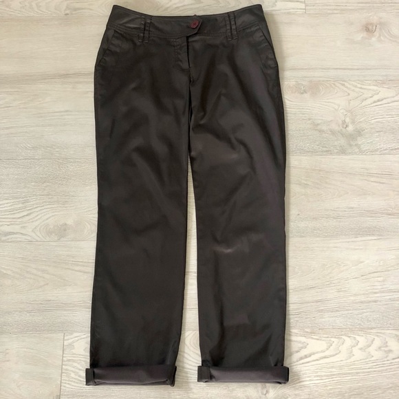 Solar Designer Slim Straight Leg Brown Satin Dress Pants - Picture 2 of 16